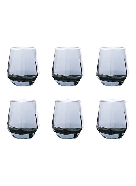 6-Piece Hexagonal Low Glass Water Cup Clear 9.2x9.3x6.6cm