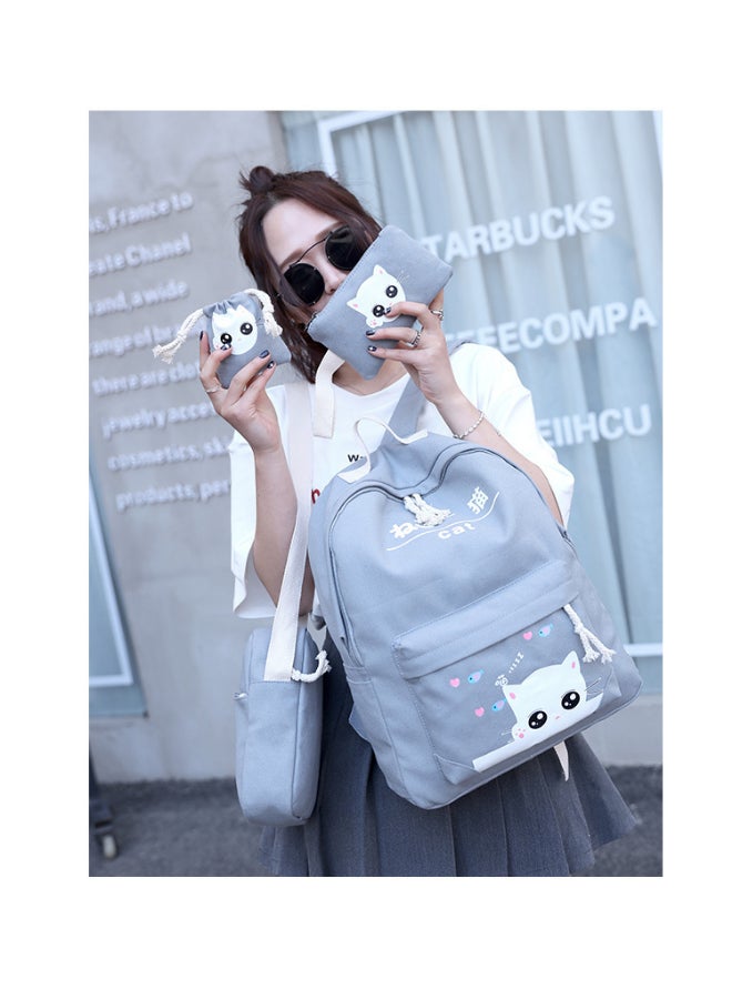 JOLLY - 4 Pack Cartoon Printed Backpack Set Grey - Image 1