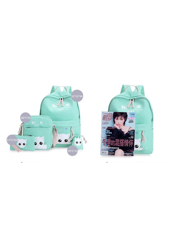 JOLLY - 4 Pack Cartoon Printed Backpack Set Green - Image 1