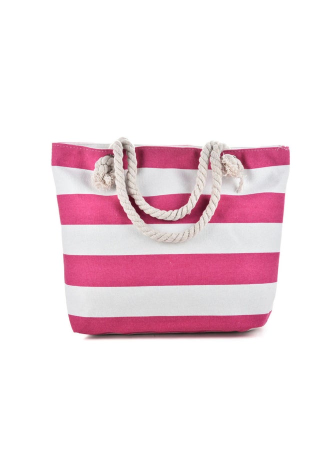 JOLLY Stripe Canvas Tote Bag Red/White  - Image 1