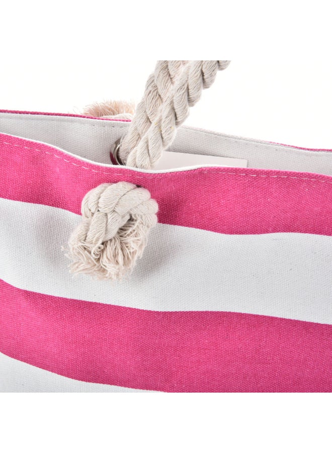 JOLLY Stripe Canvas Tote Bag Red/White  - Image 3