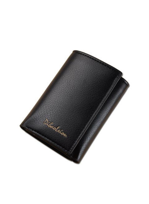 Solid Tri Fold Wallet Black
