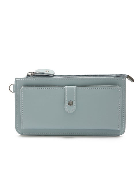 Solid Zip Wallet Blue