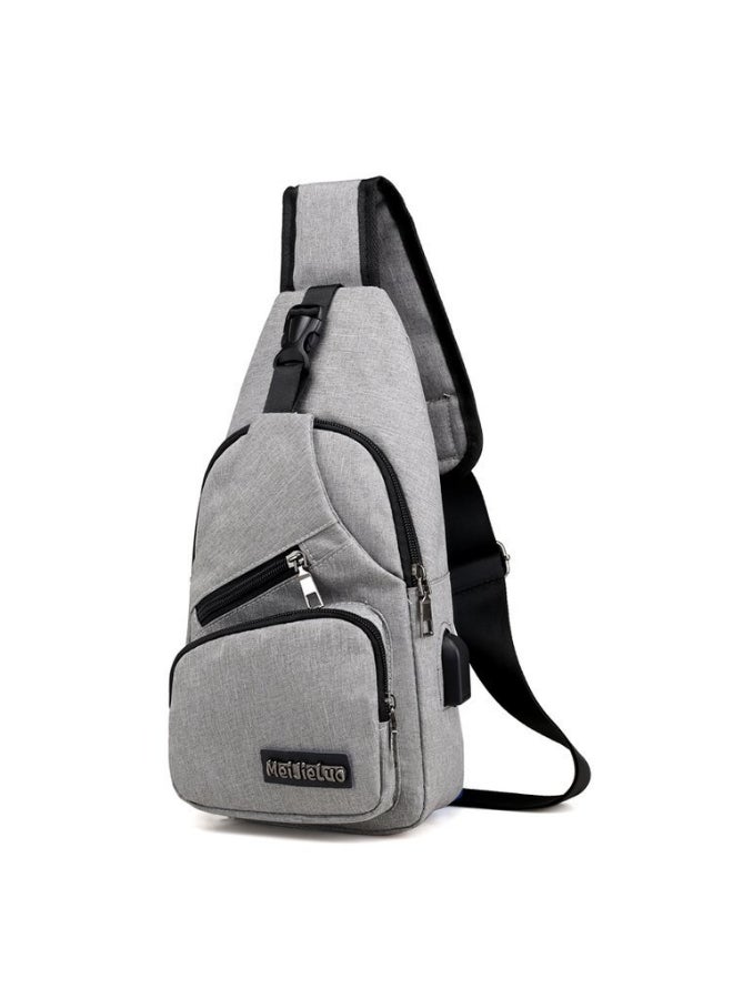 JOLLY Solid Chest Waistpack Belt Shoulder Bag With USB Charger Grey  - Image 3