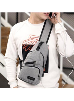 JOLLY Solid Chest Waistpack Belt Shoulder Bag With USB Charger Grey  - Image 5