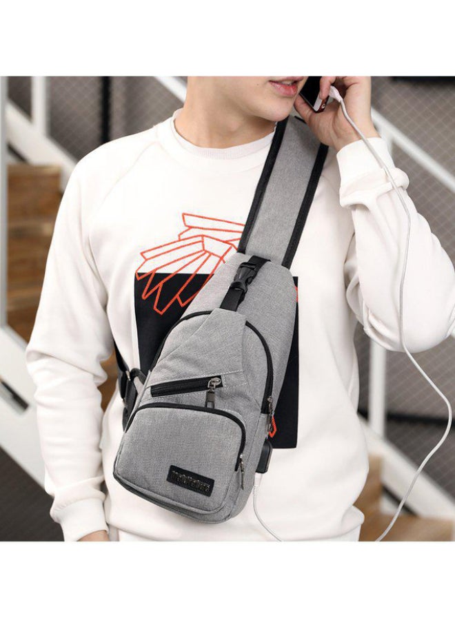 JOLLY Solid Chest Waistpack Belt Shoulder Bag With USB Charger Grey  - Image 5
