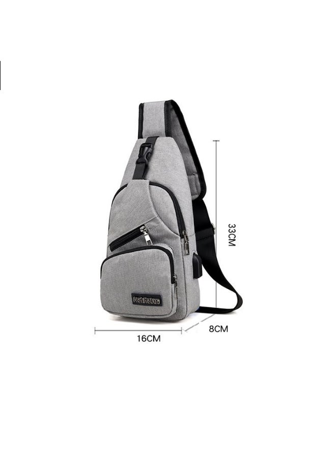 JOLLY Solid Chest Waistpack Belt Shoulder Bag With USB Charger Grey  - Image 4