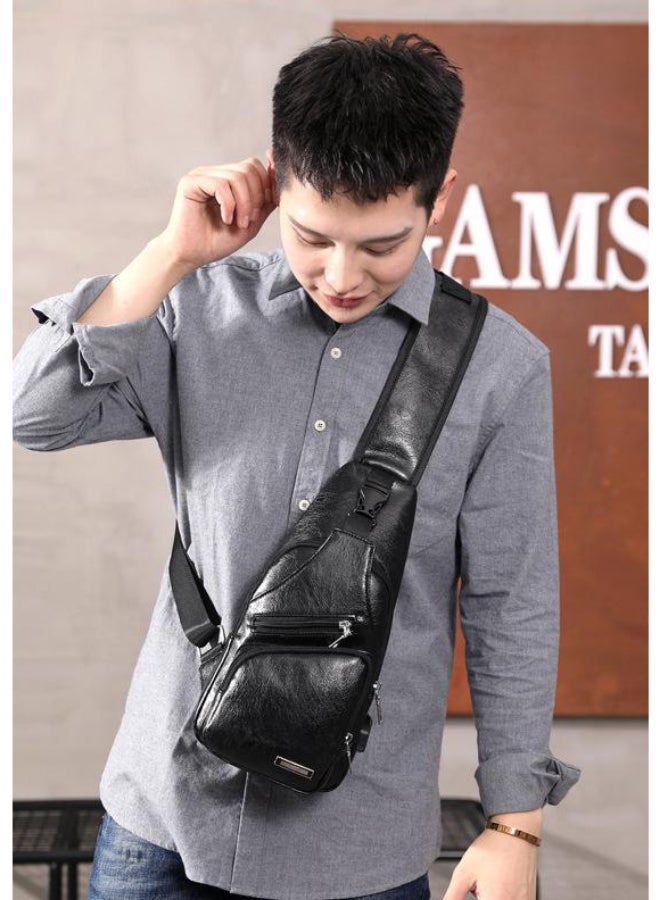 JOLLY Solid Chest Waistpack Belt Shoulder Bag With USB Charger Black  - Image 3