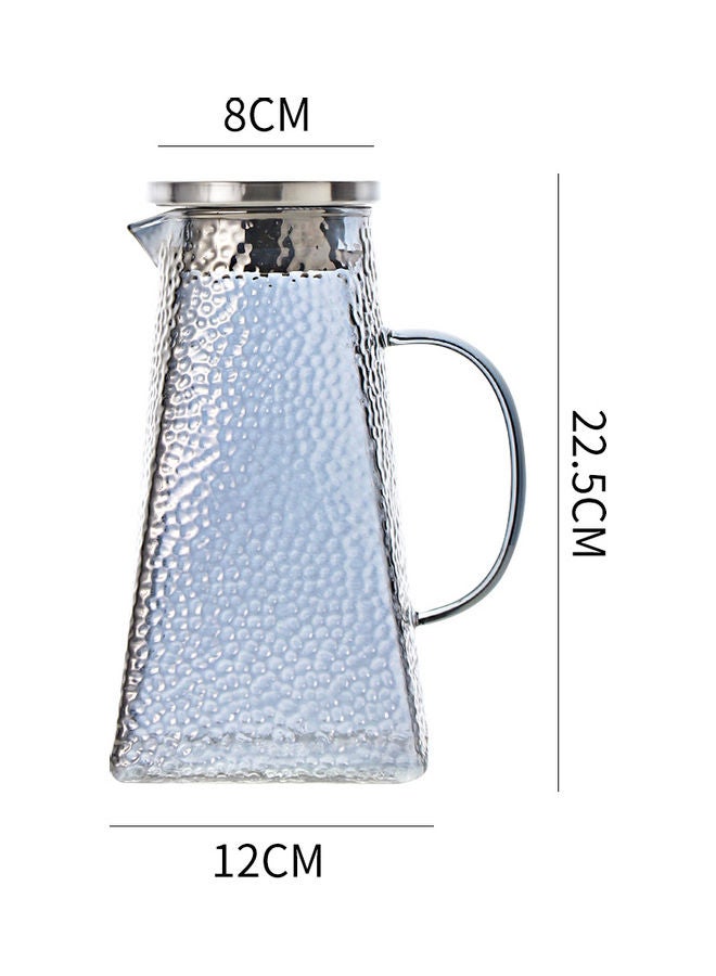 Shuer Hammer Texture Glass Water Bottle With Handle Grey  - Image 3