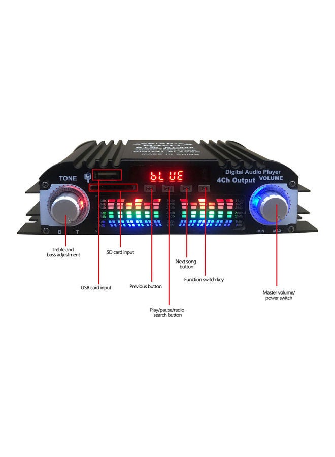 USB Mini Digital Display Power Amplifier BT-998 Black  - Image 4