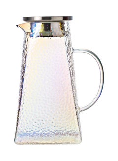 Shuer Hammer Texture Glass Water Bottle With Handle Clear  - Image 1