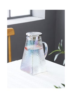 Shuer Hammer Texture Glass Water Bottle With Handle Clear  - Image 3