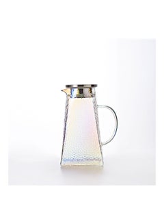 Shuer Hammer Texture Glass Water Bottle With Handle Clear  - Image 2