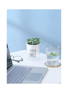 Glass Ceramic Automatic Water Absorbing Flowerpot White 9x9x10cm