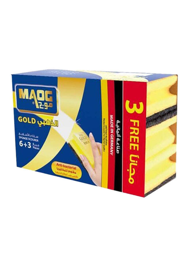 Maog 9-Piece Gold Sponge With Scrubber Yellow