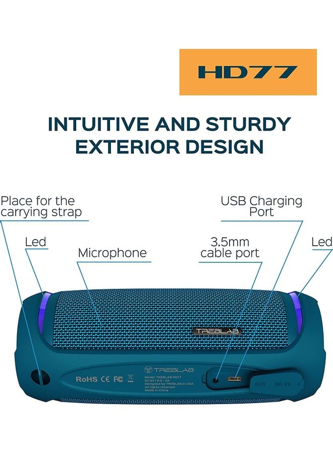 Premium Bluetooth Portable Speaker Blue - Image 3