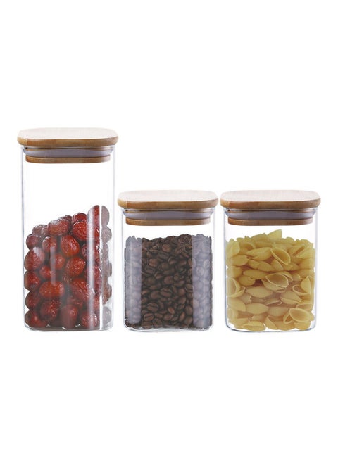 3-Piece Neoflam Borosilicate Canister Set Clear/Brown