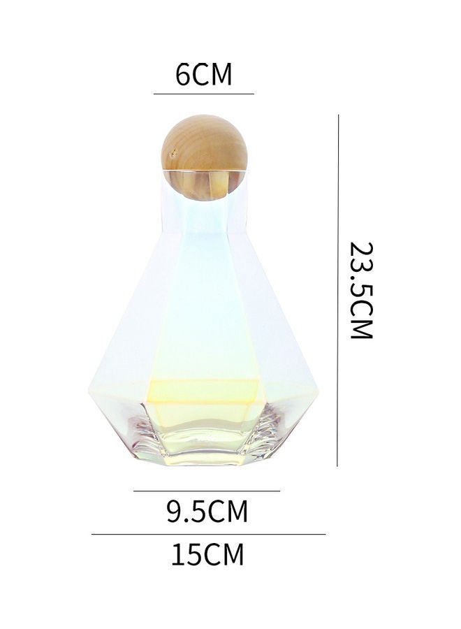 Shuer Glass Water Bottle With Six Edge And Wooden Stopper Clear  - Image 3