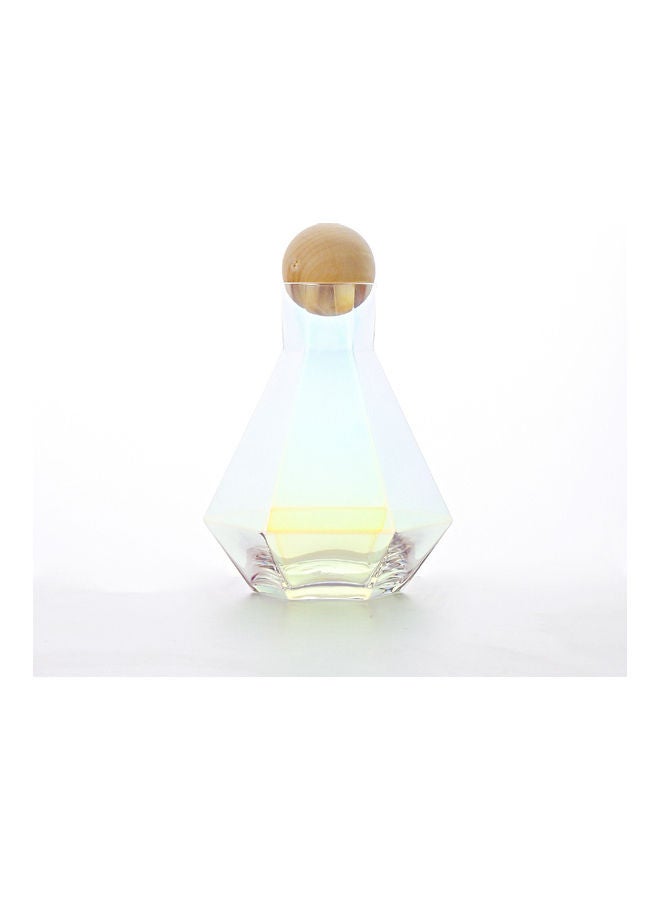 Shuer Glass Water Bottle With Six Edge And Wooden Stopper Clear  - Image 1