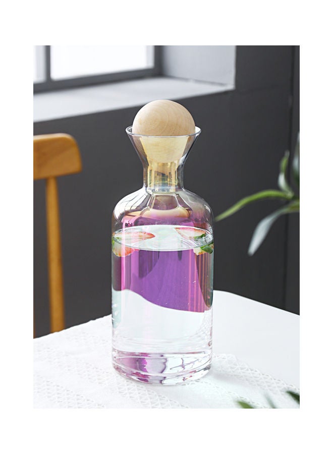 شور وعاء كلاسيكي من الزجاج بتصميم مستقيم الشكل وبطابع أوروبي مع سدادة من الخشب شفاف 10x24.5سم - Image 3