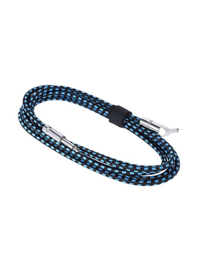 ammoon Guitar Cable Straight To Right Angle Plug With Blue Tweed Woven Jacket - Image 1