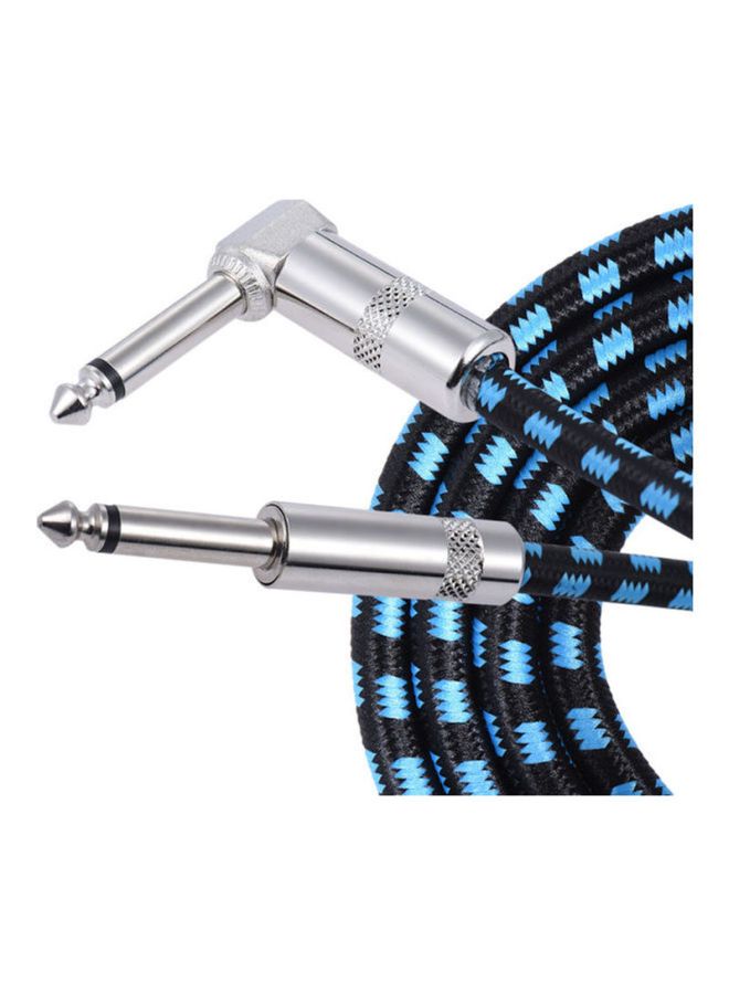 ammoon Guitar Cable Straight To Right Angle Plug With Blue Tweed Woven Jacket - Image 3