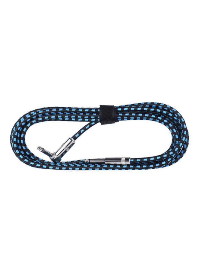ammoon Guitar Cable Straight To Right Angle Plug With Blue Tweed Woven Jacket - Image 4