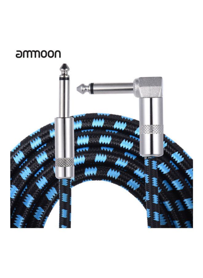 ammoon Guitar Cable Straight To Right Angle Plug With Blue Tweed Woven Jacket - Image 5