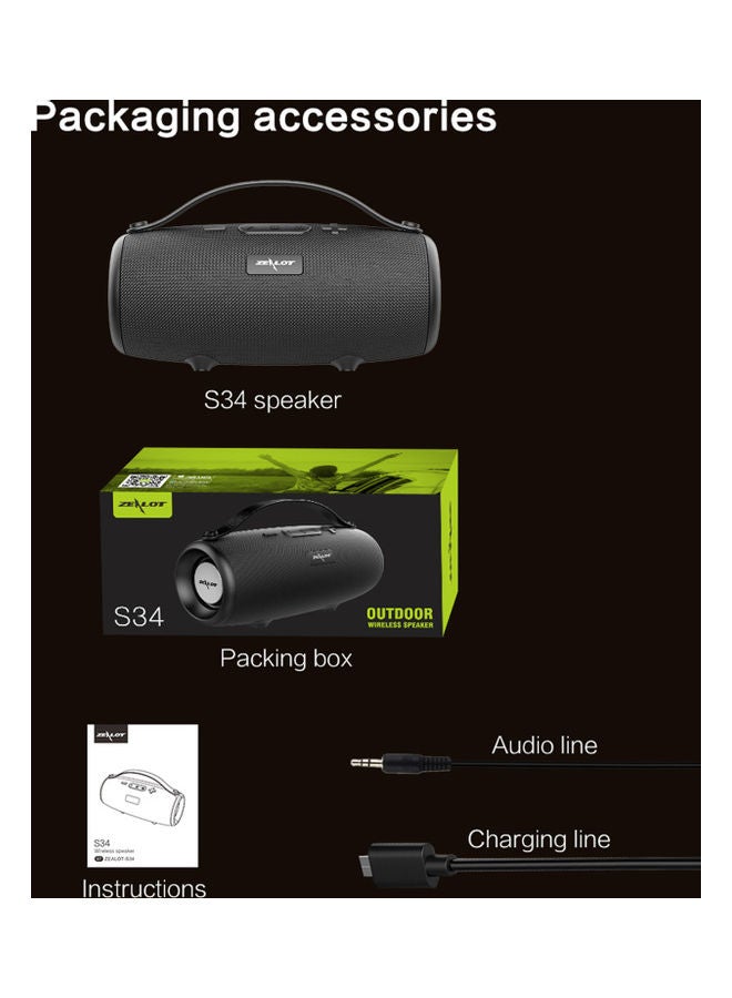 Portable  Wireless Bluetooth Speaker S34-CABL Camouflage Blue - Image 5