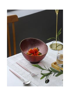 Shuer Golden Edge Slant Mouth Round Creative Hammer Glass Bowl Red 18x18x12.3cm  - Image 2