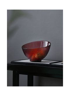 Shuer Golden Edge Slant Mouth Round Creative Hammer Glass Bowl Red 18x18x12.3cm  - Image 3