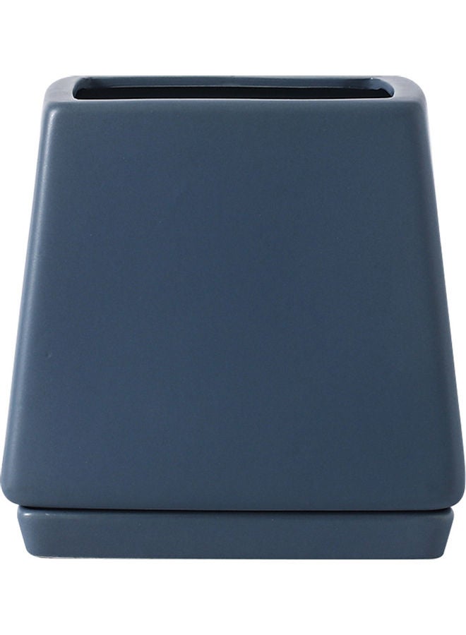 Shuer Square Shaped Ceramic Flowerpot With Separating Tray Blue 13x13x15cm  - Image 2