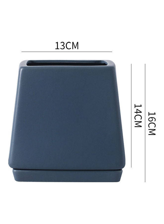 Shuer Square Shaped Ceramic Flowerpot With Separating Tray Blue 13x13x15cm  - Image 5
