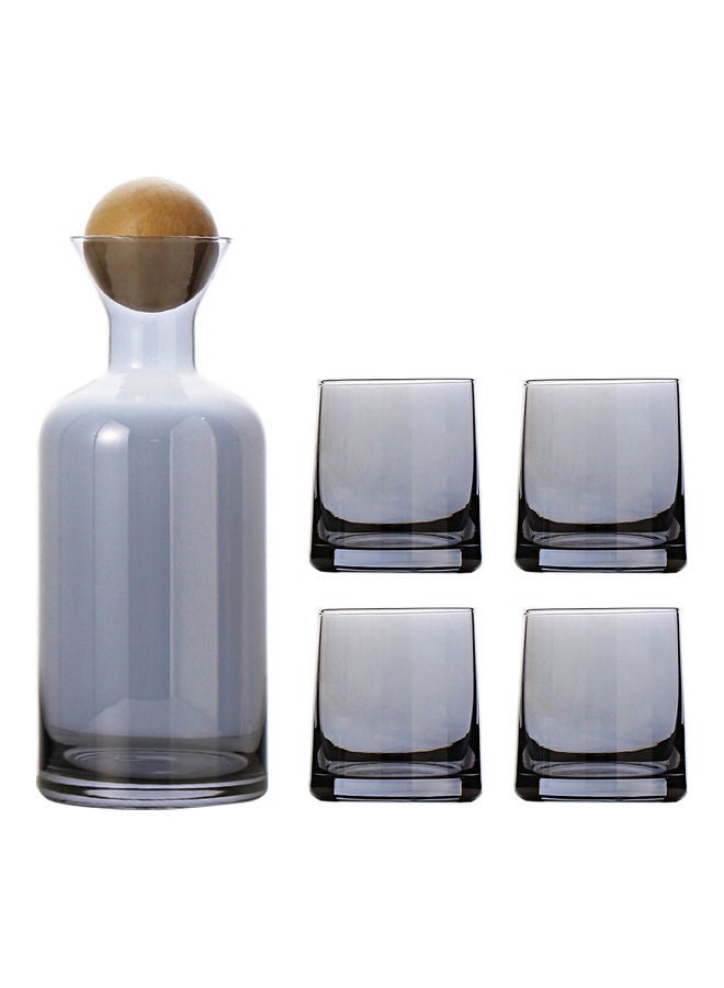 Shuer Pack Of 5 Electroplating Process Glass Water Bottle Set Grey  - Image 2