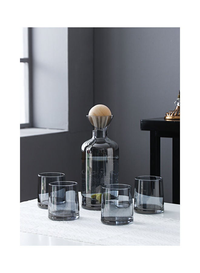 Shuer Pack Of 5 Electroplating Process Glass Water Bottle Set Grey  - Image 1