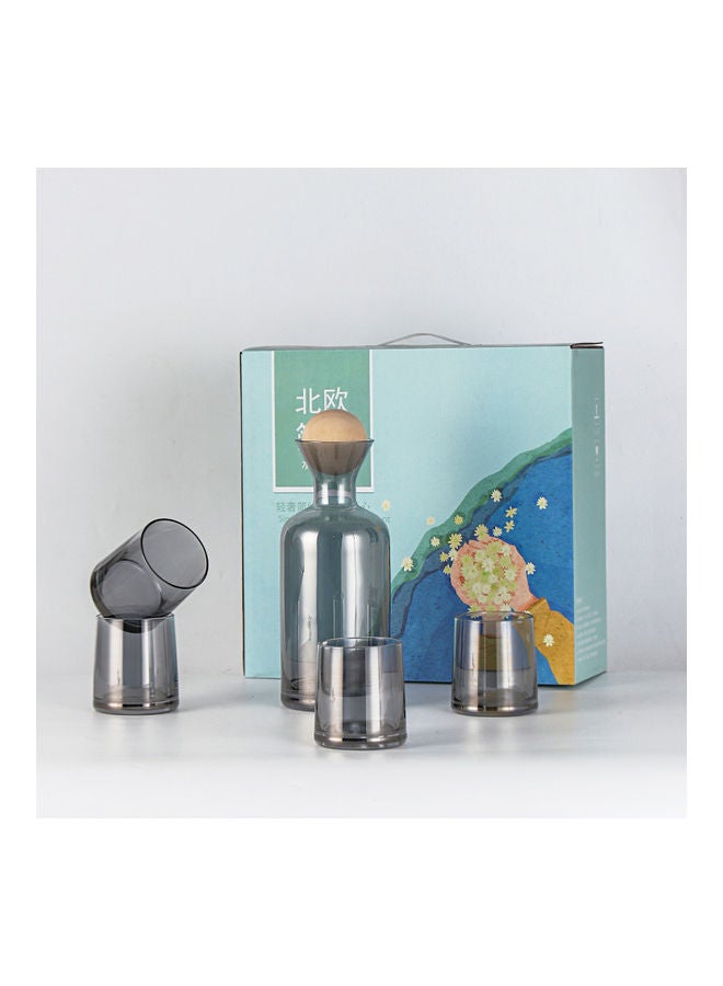Shuer Pack Of 5 Electroplating Process Glass Water Bottle Set Grey  - Image 5