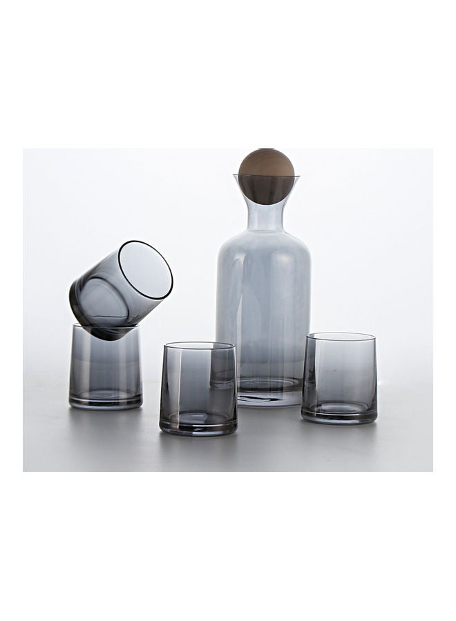 Shuer Pack Of 5 Electroplating Process Glass Water Bottle Set Grey  - Image 3