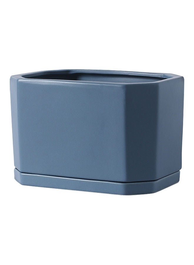 Shuer Rectangular Indoor Ceramic Flowerpot Blue 21x14x13cm  - Image 2
