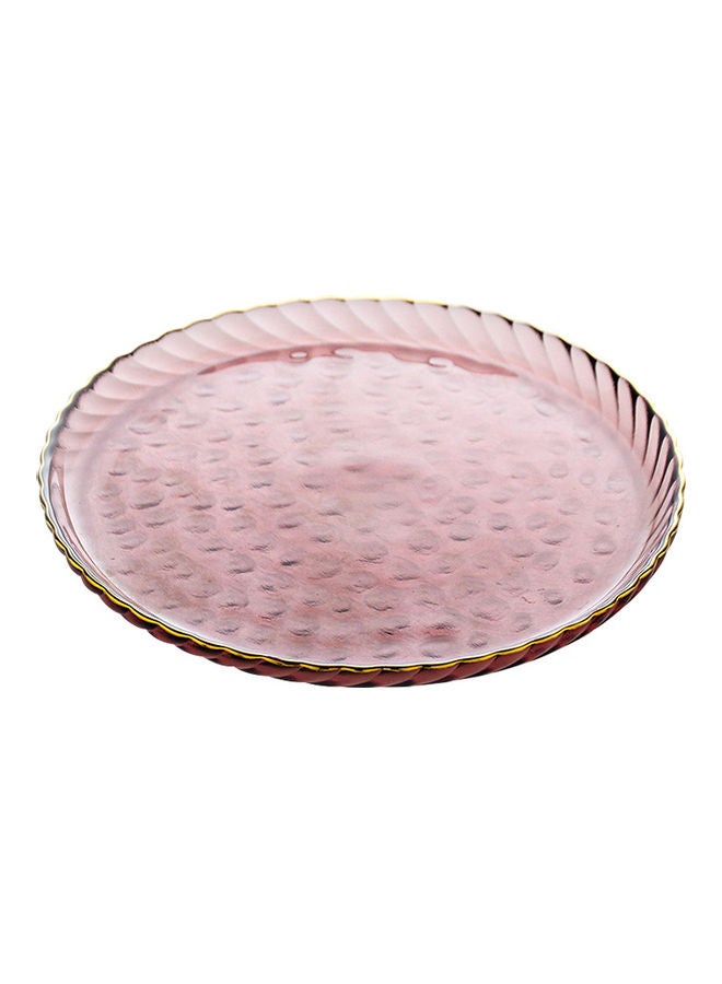 شور طبق شرائح لحم بنوم بنه بشكل مستدير من الزجاج بطابع أوروبي غربي وردي 21.5x1.5سم - Image 2