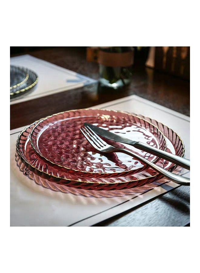 شور طبق شرائح لحم بنوم بنه بشكل مستدير من الزجاج بطابع أوروبي غربي وردي 21.5x1.5سم - Image 3