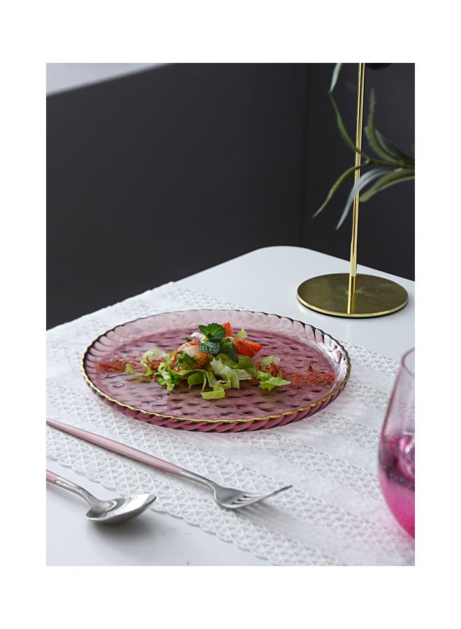 شور طبق شرائح لحم بنوم بنه بشكل مستدير من الزجاج بطابع أوروبي غربي وردي 21.5x1.5سم - Image 4