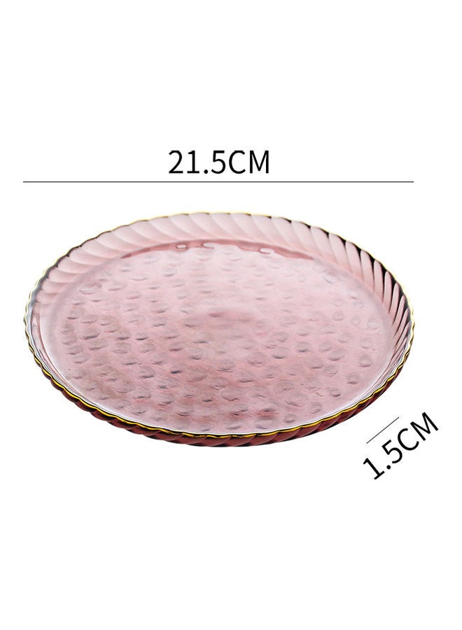 شور طبق شرائح لحم بنوم بنه بشكل مستدير من الزجاج بطابع أوروبي غربي وردي 21.5x1.5سم - Image 5