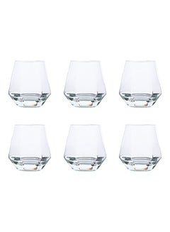 6-Piece Hexagonal Low Glass Water Cup Clear 9.3cm - v1614723479/N44865513A_1