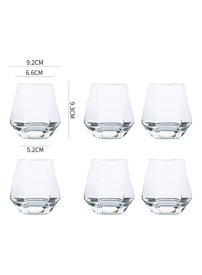 Shuer 6-Piece Hexagonal Low Glass Water Cup Clear 9.3cm  - Image 4