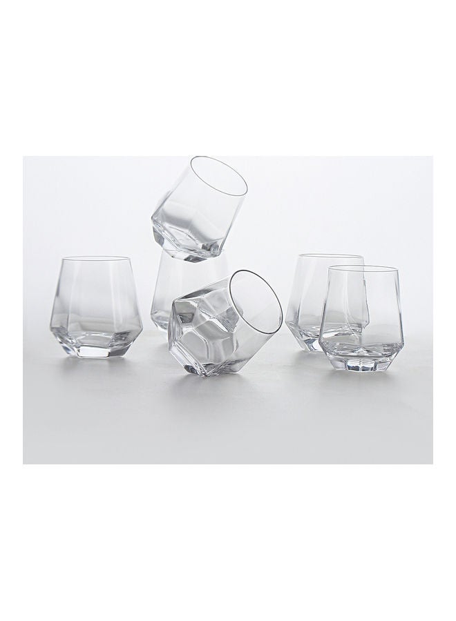 Shuer 6-Piece Hexagonal Low Glass Water Cup Clear 9.3cm  - Image 5