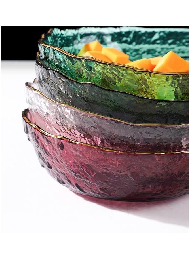 شور طبق فاكهة من الزجاج بطابع أوروبي رمادي 21x21x6سم  - Image 3