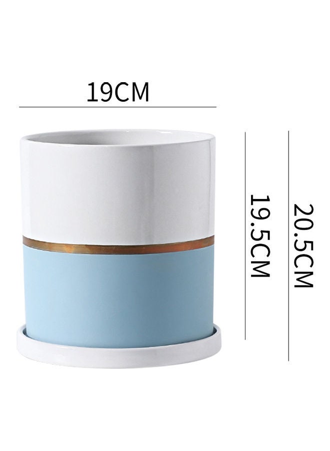 Shuer Straight Tube Gold Ceramic Flowerpot Blue and White 19x19x20cm  - Image 5