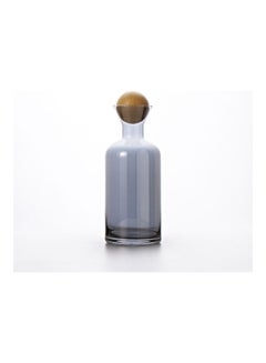 Shuer Retro Nordic Glass Straight Pot With Wooden Stopper Grey 10x10x24.5cm  - Image 2