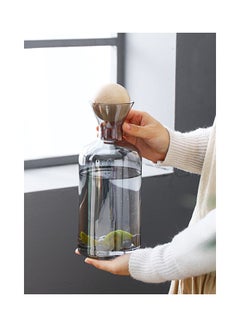 Shuer Retro Nordic Glass Straight Pot With Wooden Stopper Grey 10x10x24.5cm  - Image 3