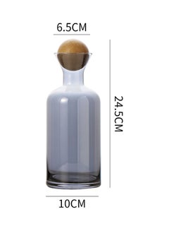 Shuer Retro Nordic Glass Straight Pot With Wooden Stopper Grey 10x10x24.5cm  - Image 5